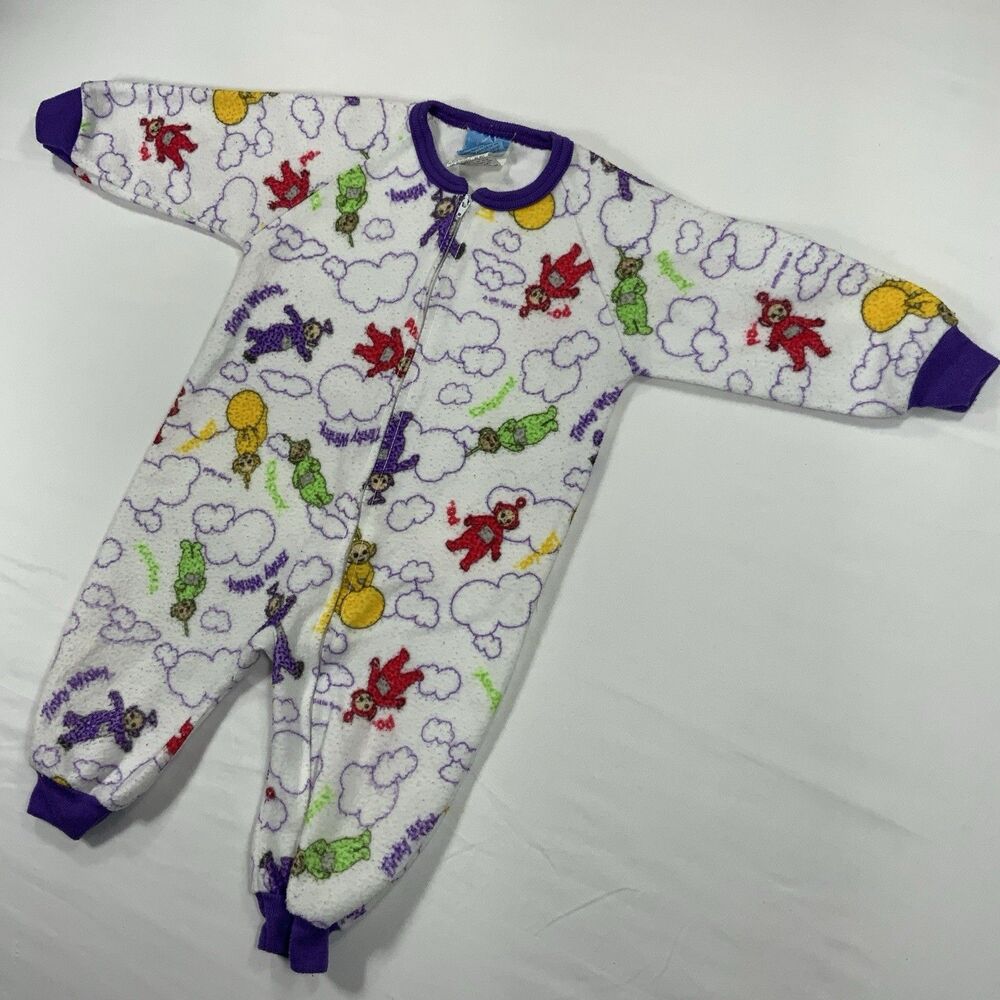 Vintage Teletubbies Pajama Sleeper Bodysuit 18M Laa Laa Po Dipsy Tinky Winky